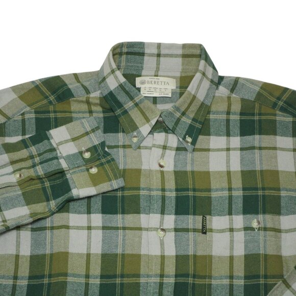 Beretta Men's Size - XL Gray Green Plaid Long Sleeve Button Down Flannel - Picture 1 of 5